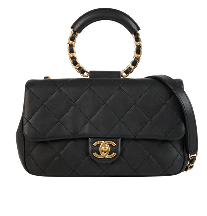 Top Handle Flap, &pound;3,500, Handbags, Black, Lambskin Leather, Front view